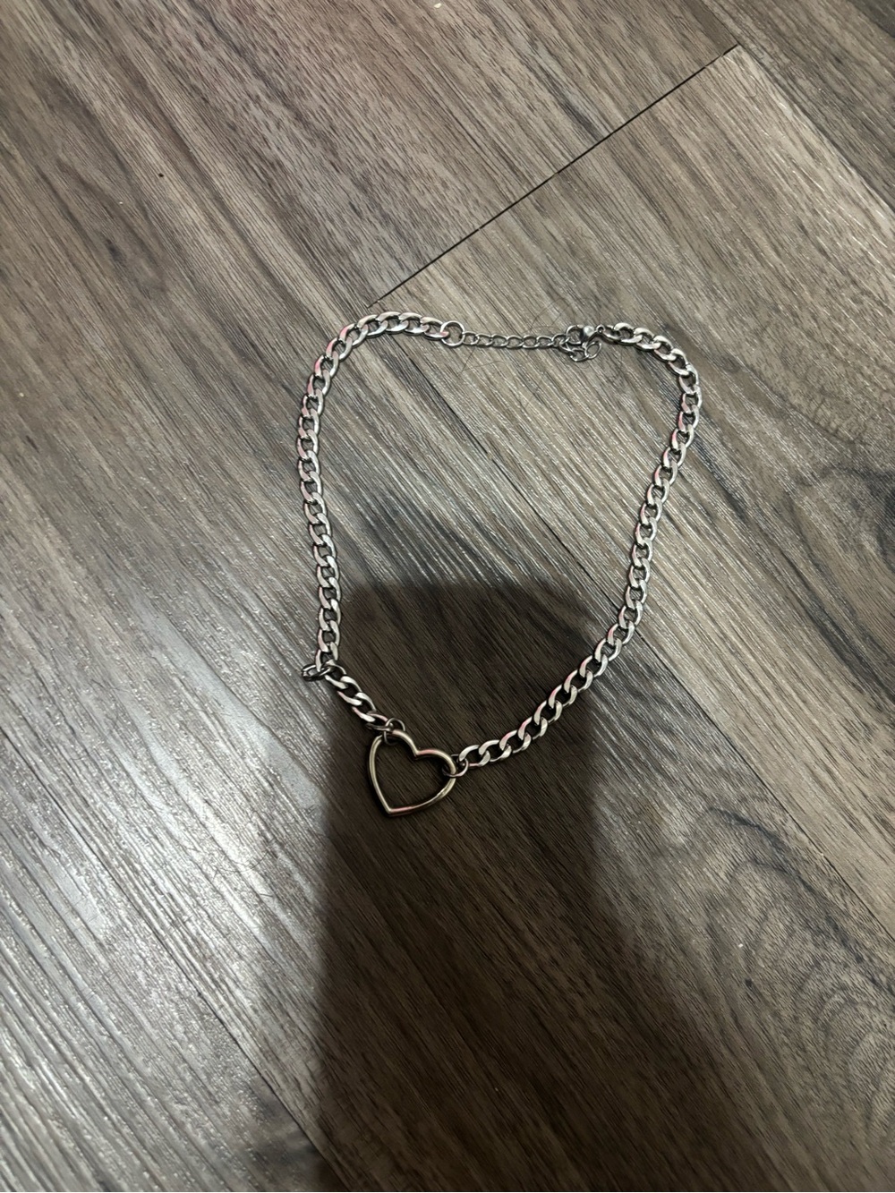 Silver Heart Link Choker Necklace - Women's Jewelry